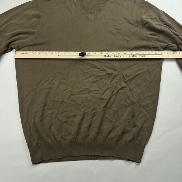 Greg Norman Green/Brown Knit V-Neck Long Sleeve Sweater Size XL Golf Cotton - Picture 4 of 12